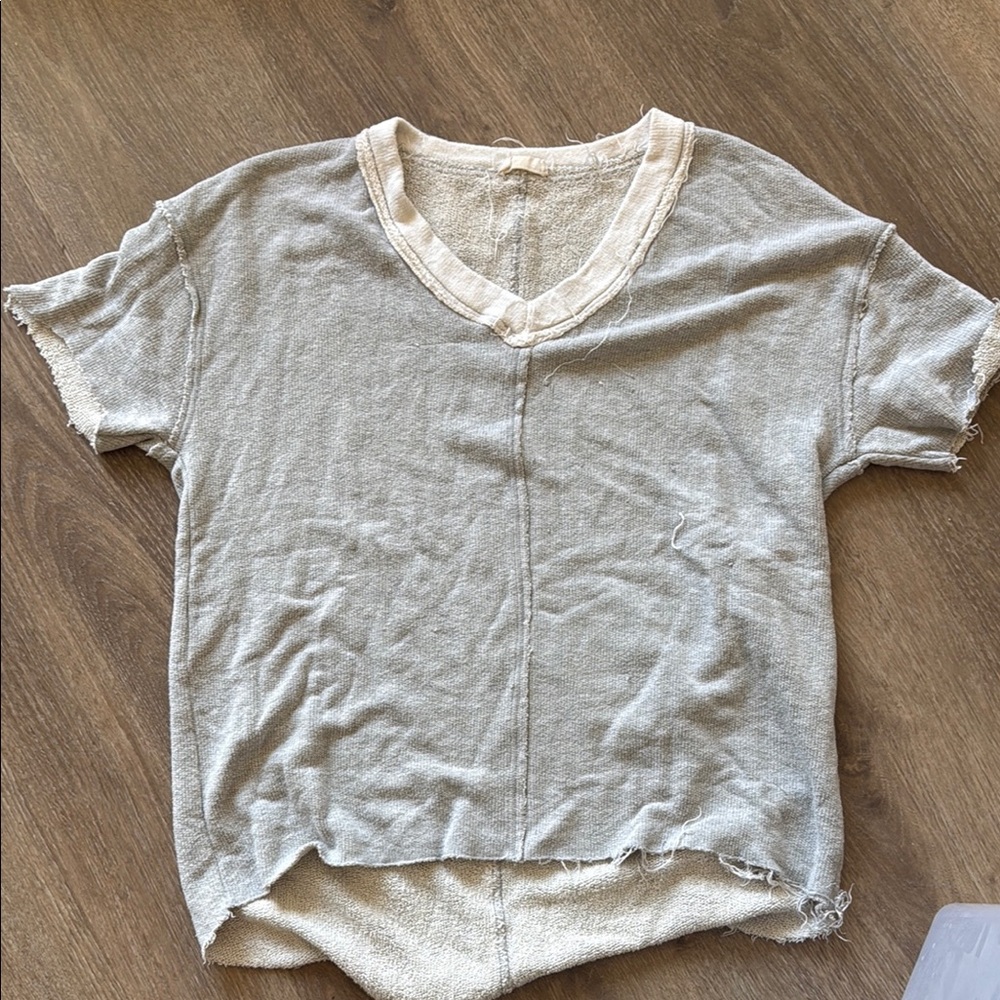 Casual Gray V-Neck Women's Top